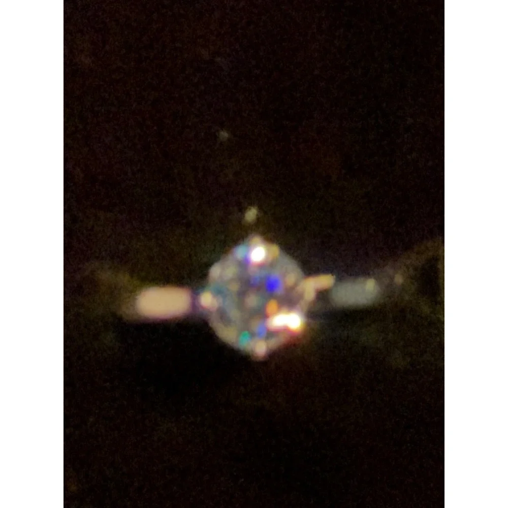 Genuine .8CT Moissanite Solitaire Ring S925 Sterling Silver Size 9.5